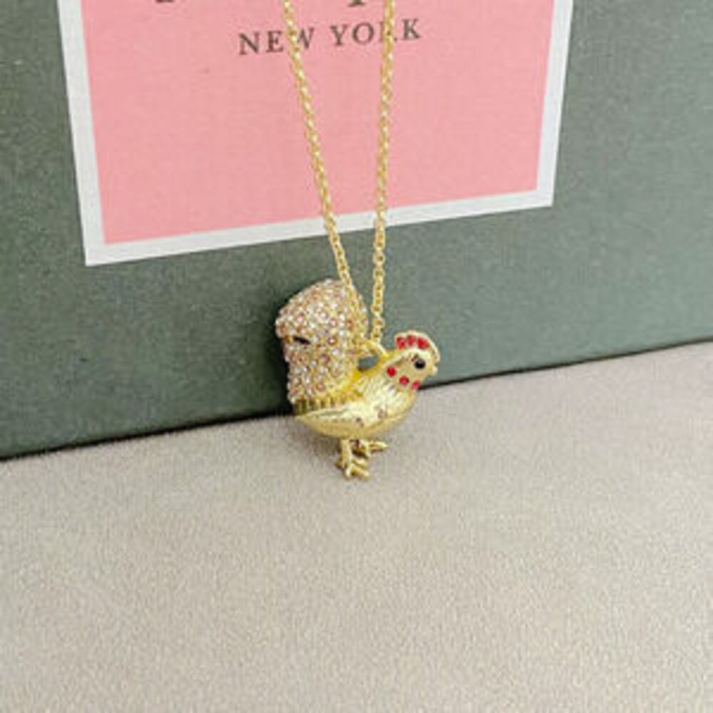 kate spade Hip Hop Stainless Steel Gold Plated Rhinestone Painted Rooster